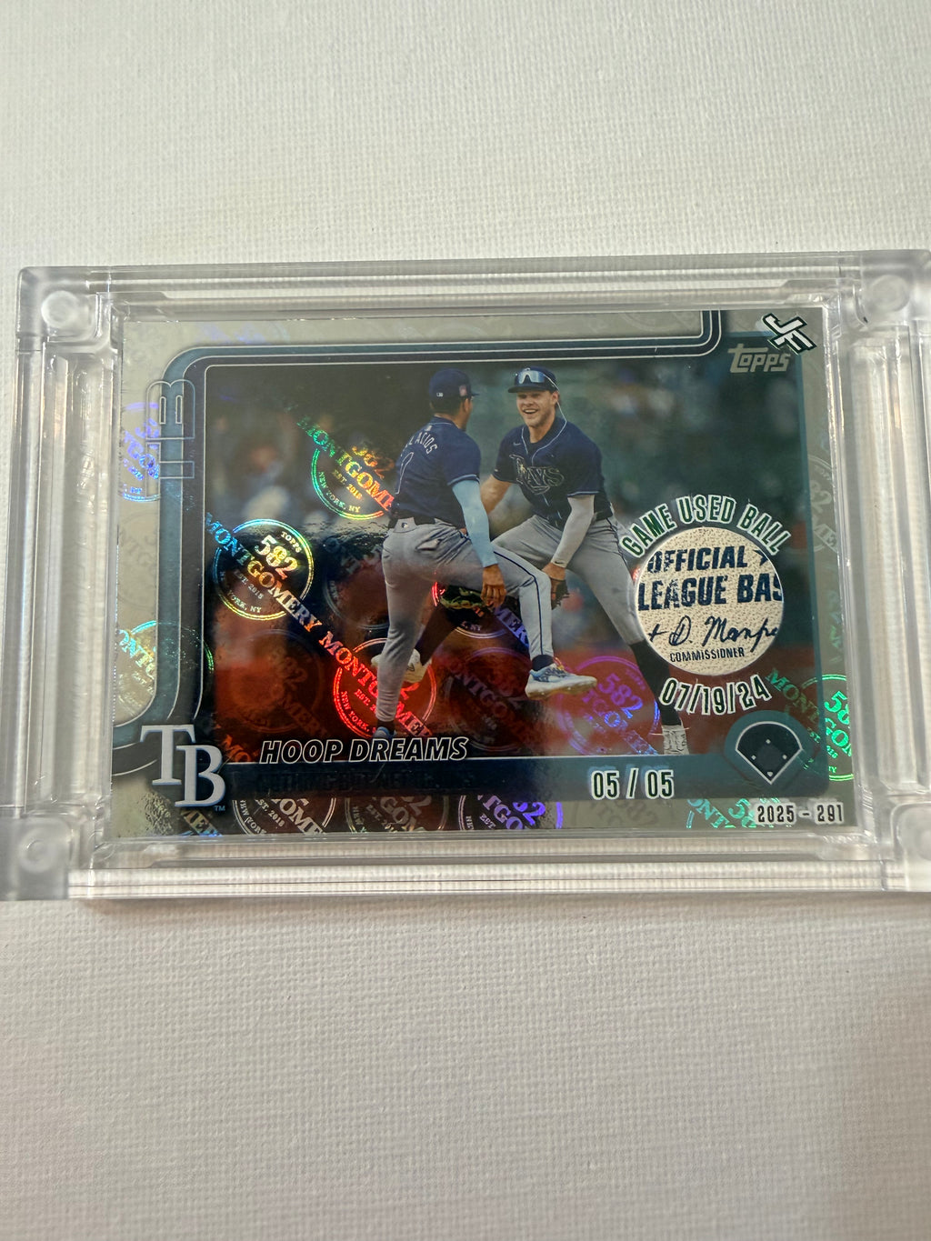 2025 Topps "Game Used Ball" Relic Black Parallel featuring Taylor Walls and José Caballero (#05/05)