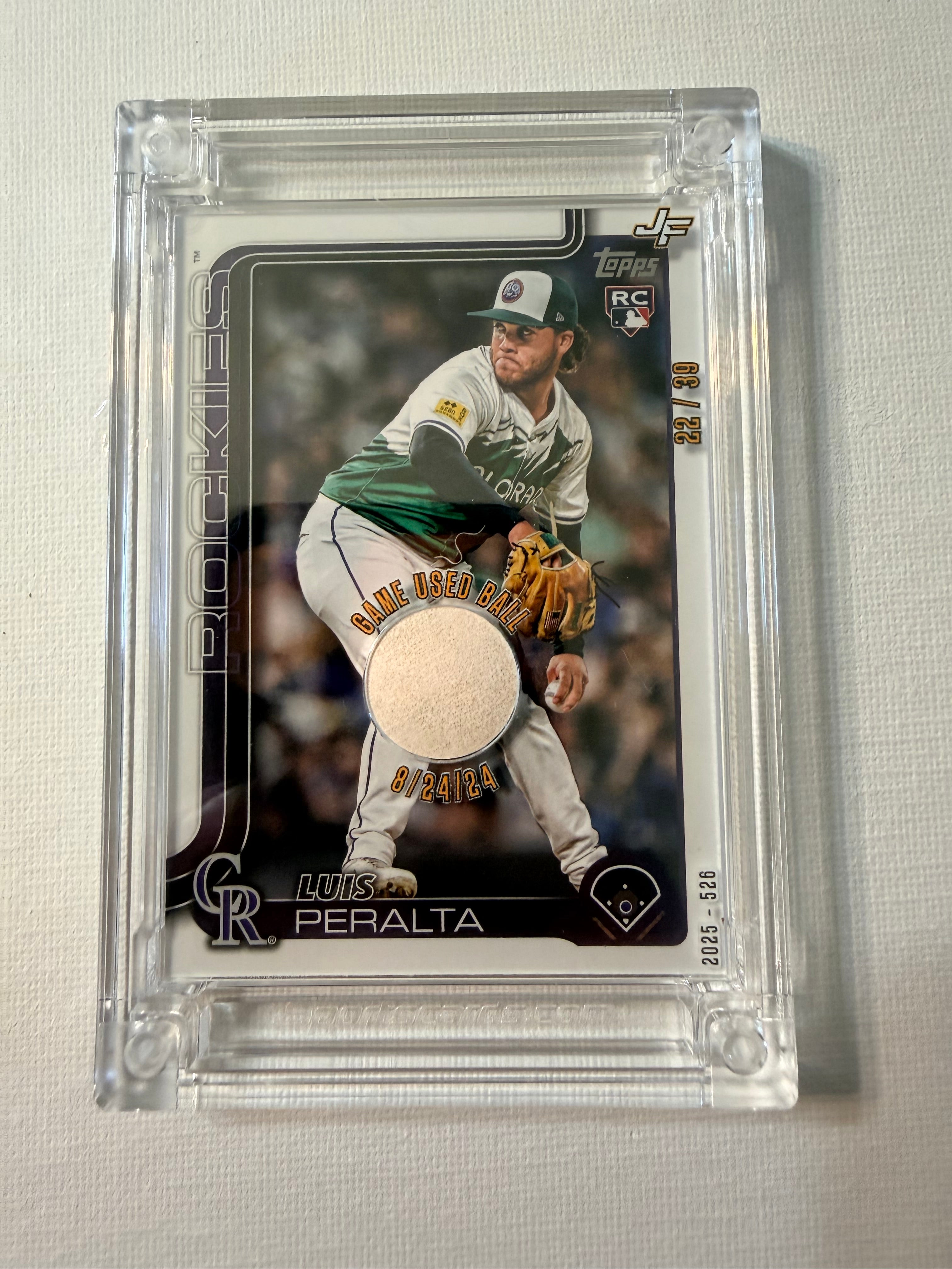 2025 Topps Series 2 Luis Peralta "Game Used Ball" Relic Black Border Parallel (#22/39)
