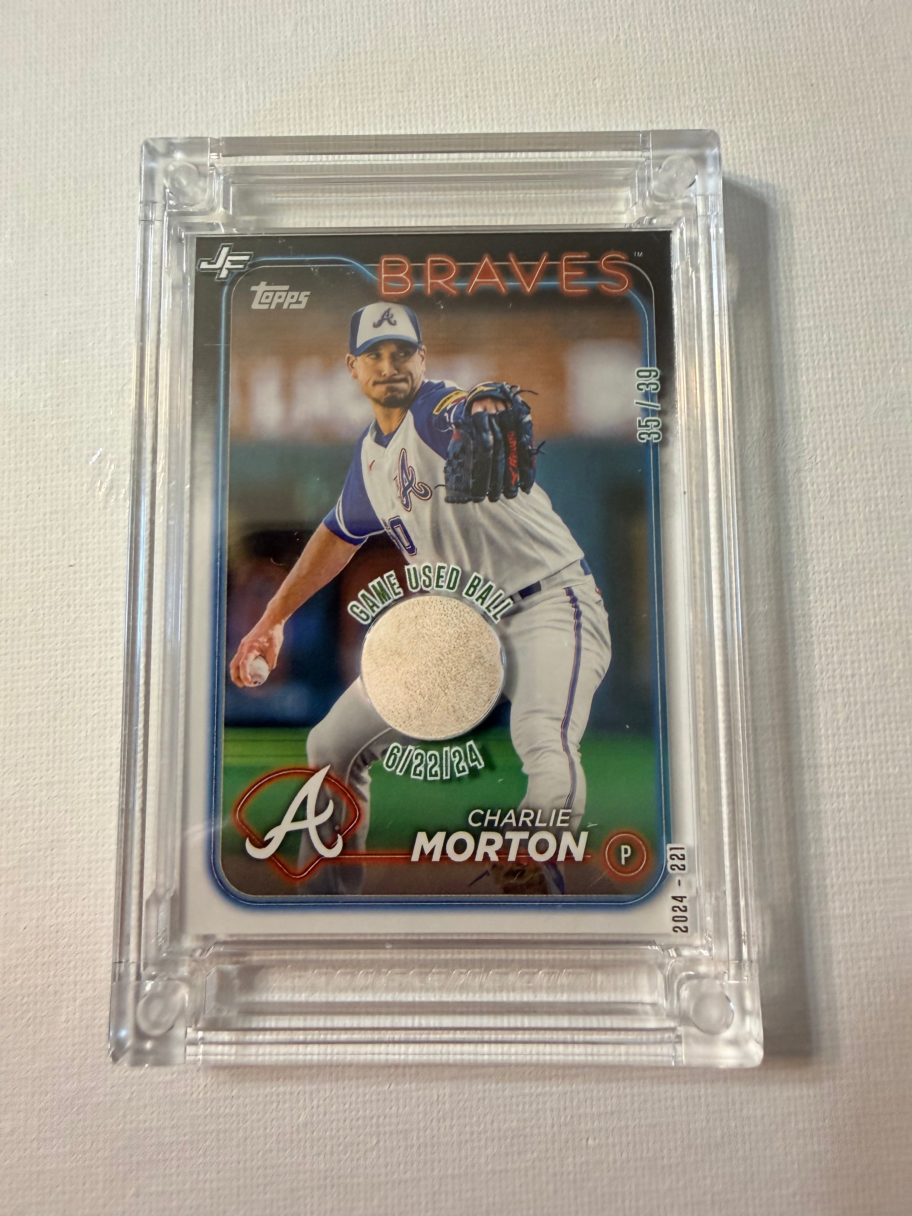 2024 Topps Series 1 Charlie Morton "Game Used Ball" Relic Black Parallel (#35/39)