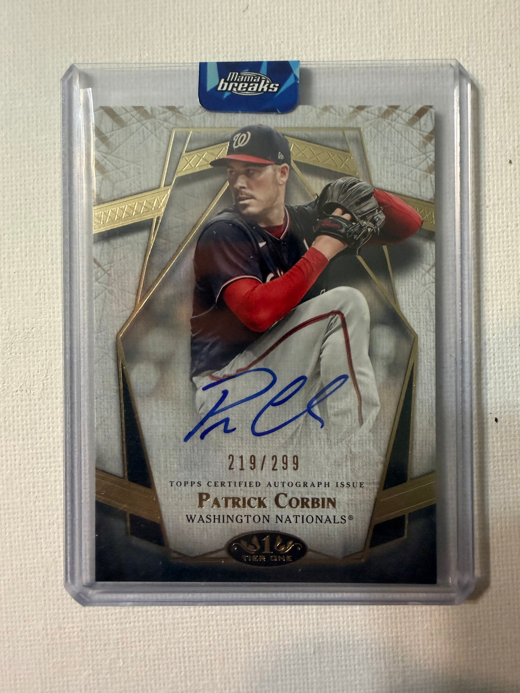 Patrick Corbin Signed Tops Tier On Baseball: 219/299