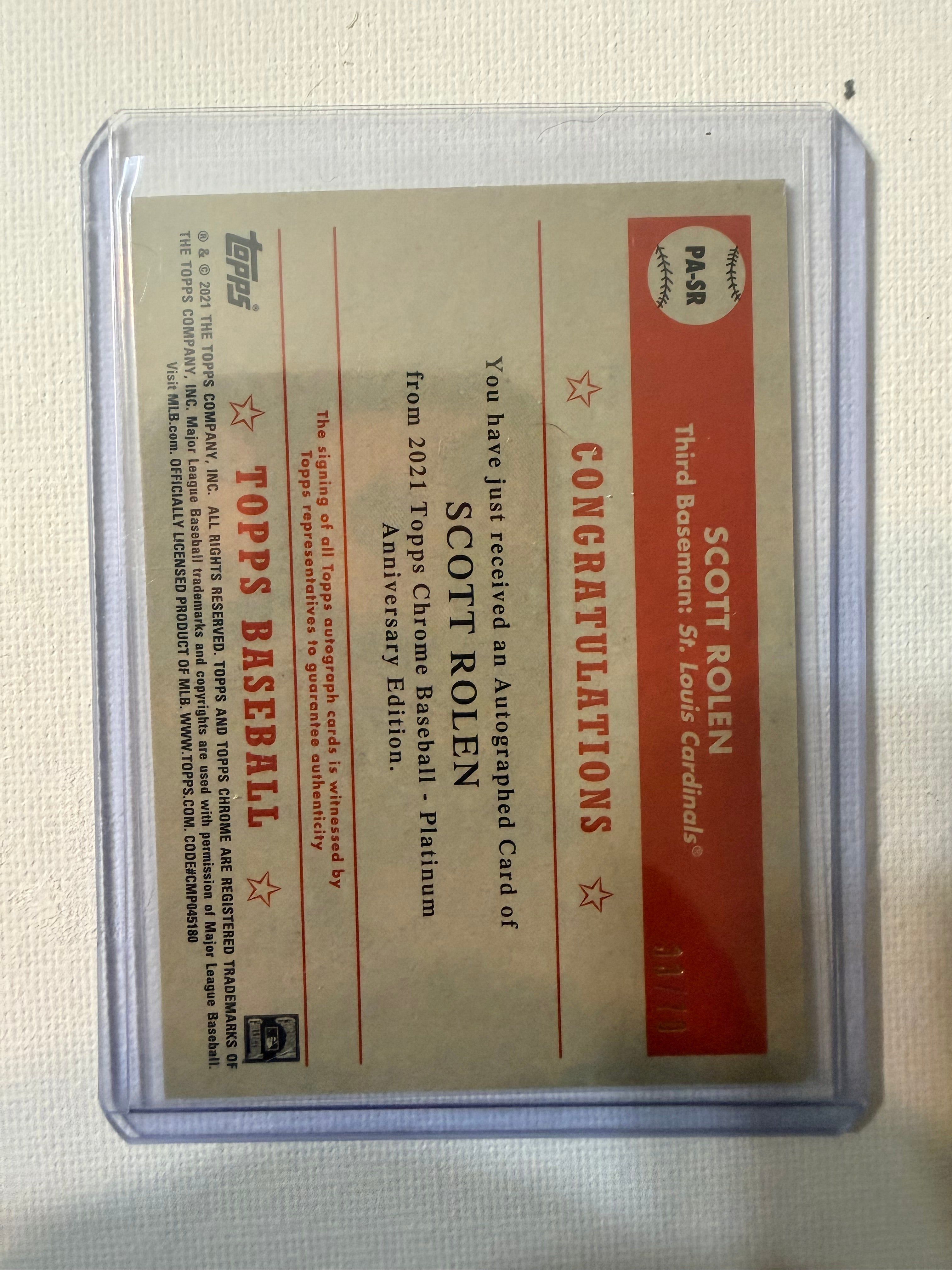 Scott Rolen Signed Topps Chrome BB Platinum Anniversary Ed. #33/70