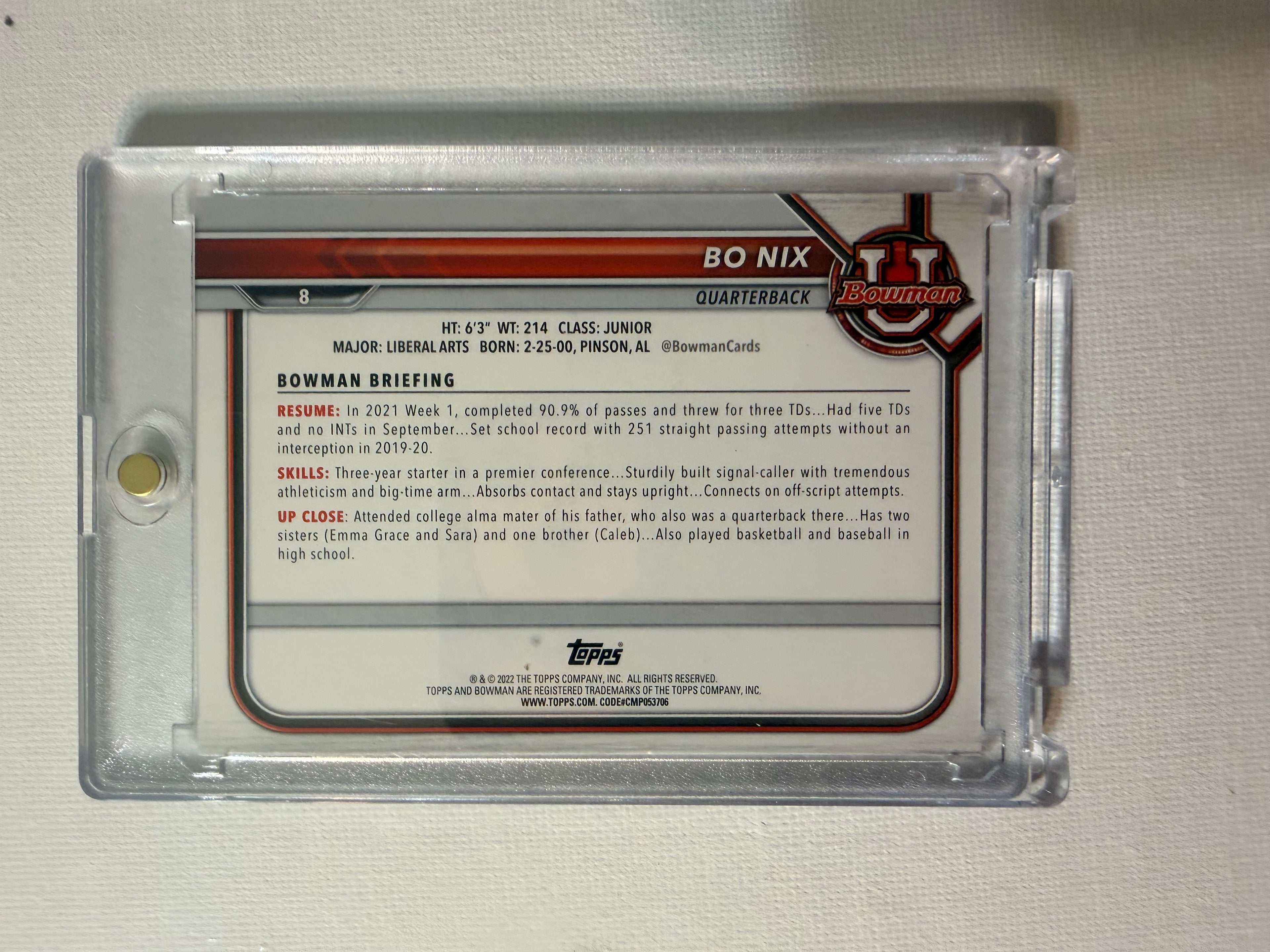 Bo Nix (First Bowman) 2022 #8